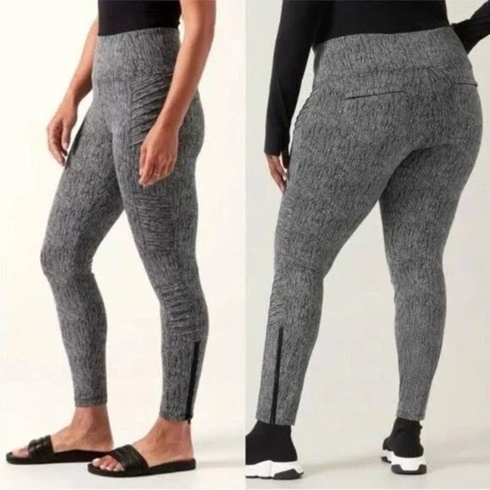 Athleta Delancey Texture Moto Tight Black and White | Women's Large